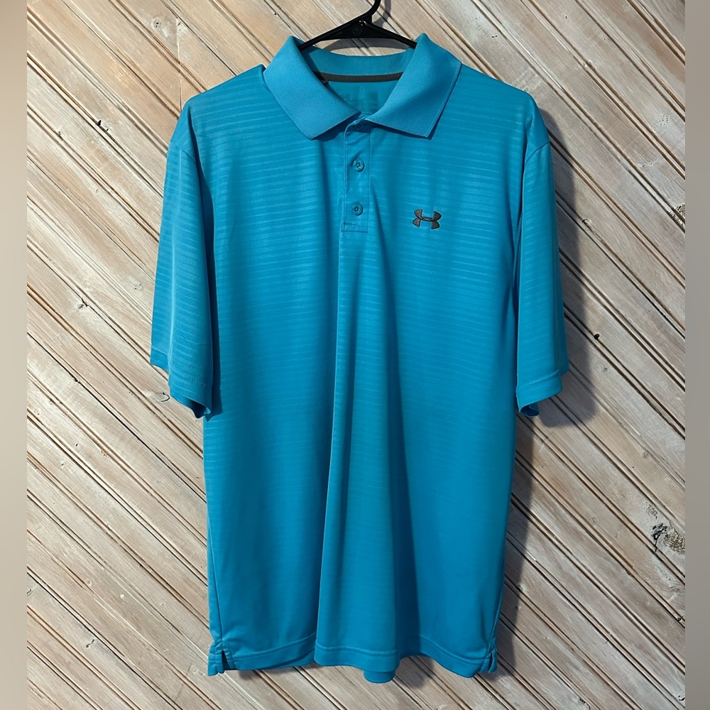 Under Armour Men's Blue Teal Polo Shirt Casual Golf Athletic Attire